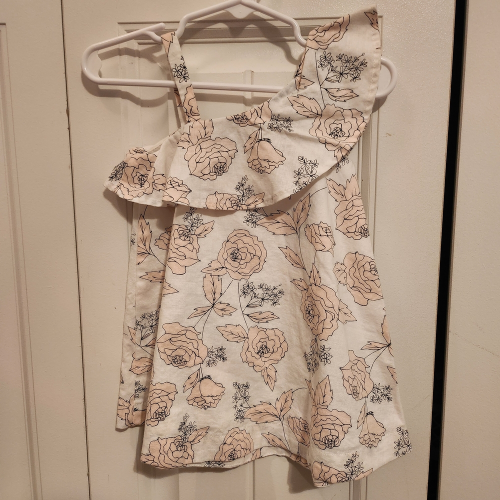 Floral Ruffle Kids Casual Dress - Cream